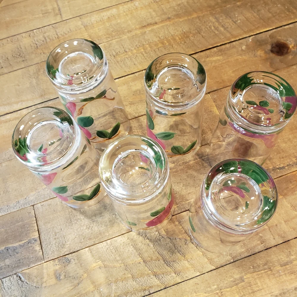 Franciscan Apple Tumbler Set of 6 Six Glasses Vintage Anchor Hocking Glassware - Picture 7 of 11